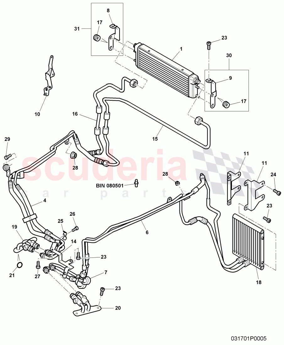 oil pressure line for gear oil cooling, Gear oil cooler, F 3W-7-041 093>> 3W-7-048 817 of Bentley Bentley Continental GTC (2006-2010)