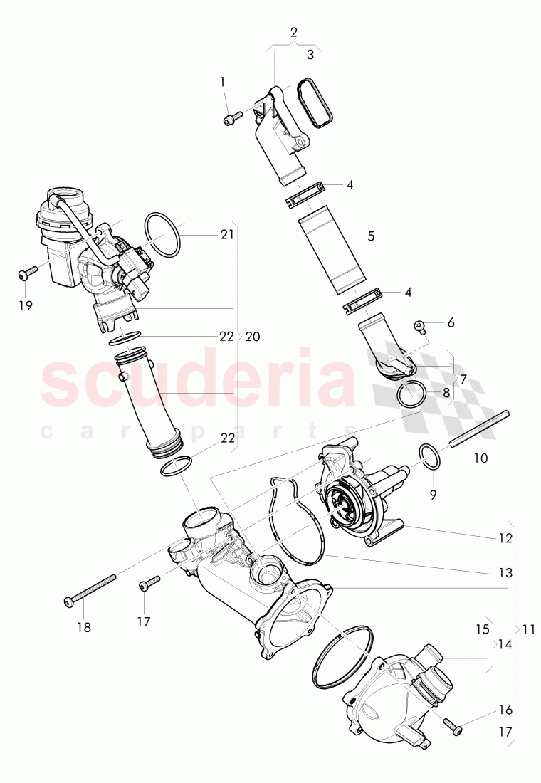 water pump, thermo valve, coolant adapter of Bentley Bentley Continental Flying Spur (2013+)