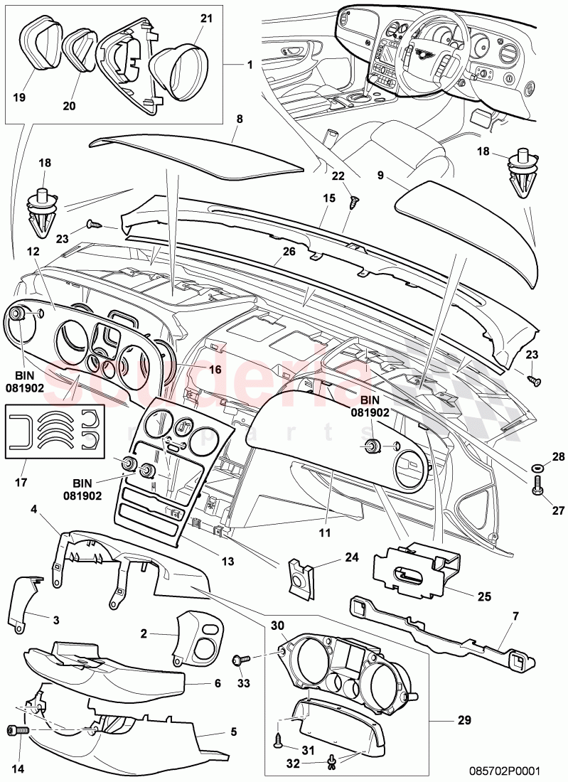 dashboard installation parts, D >> - MJ 2006 of Bentley Bentley Continental Flying Spur (2006-2012)