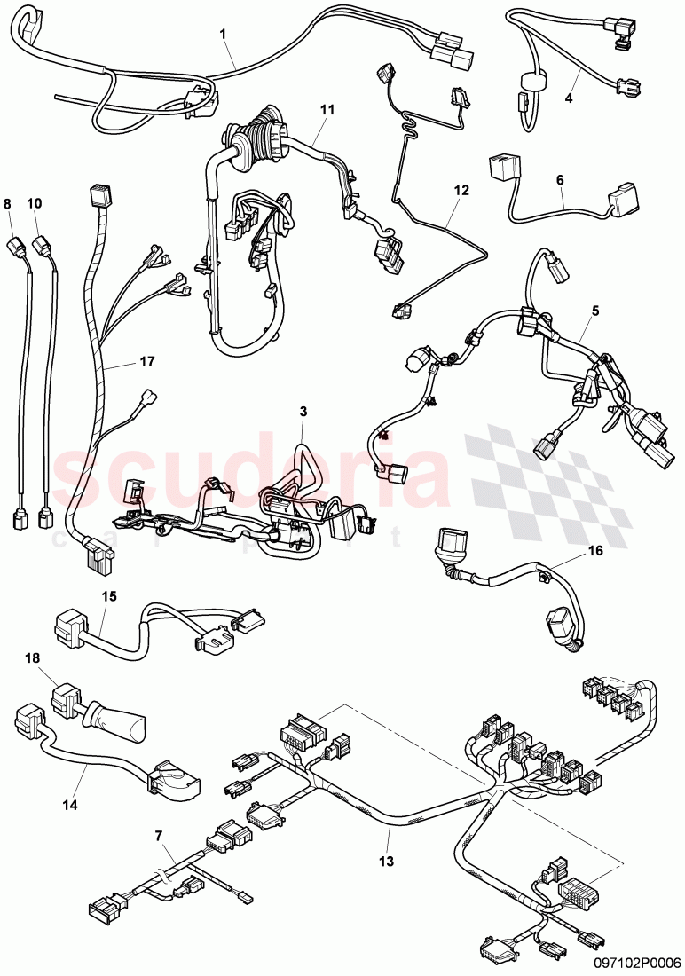 wiring harnesses, F 3W-9-057 480>> 3W-A-066 928, F ZA-A-062 464>> ZA-A-066 928 of Bentley Bentley Continental Flying Spur (2006-2012)