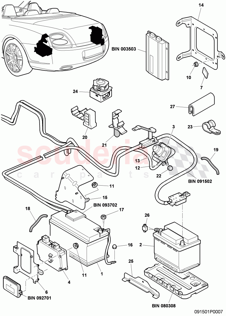 Battery system, F 3W-9-059 519>>, F ZA-A-062 022>> of Bentley Bentley Continental GTC (2006-2010)