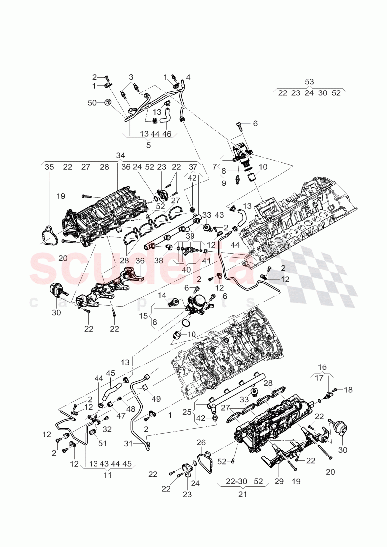 fuel pump, fuel rail, injection unit, elbow of Bentley Bentley Continental GTC (2011+)