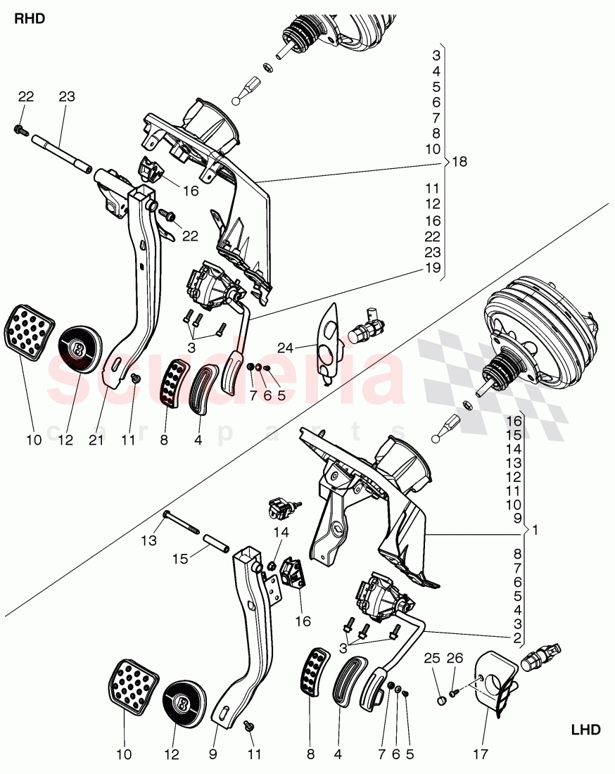 Brake and accel. mechanism, F 3W-C-072 141>> of Bentley Bentley Continental Supersports (2009-2011)