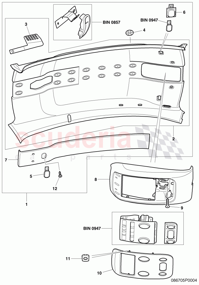 moulded headlining, D - MJ 2007>> of Bentley Bentley Continental GT (2003-2010)