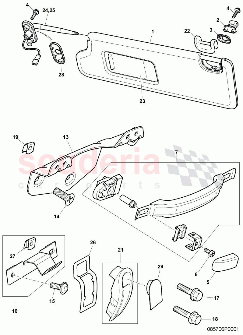 Grab Handle and Sun Visor, F >> 3W-6-038 566 of Bentley Bentley Continental GT (2003-2010)