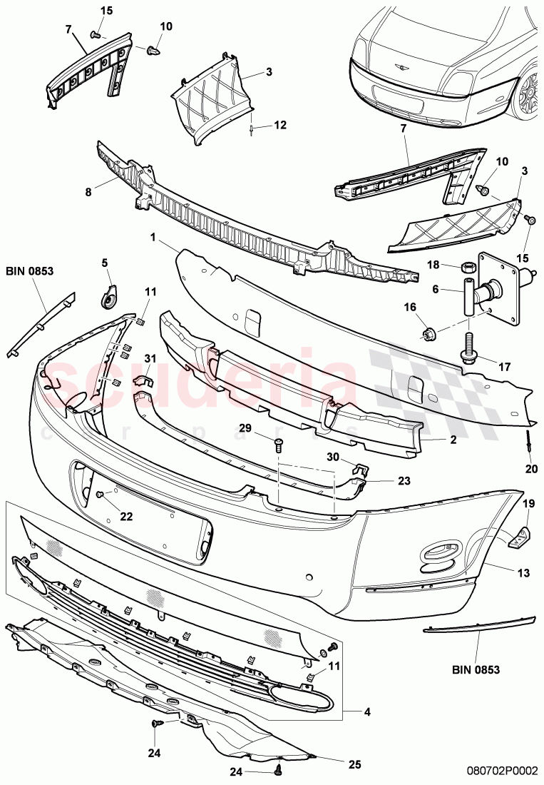 bumper, F 3W-5-026 890>> 3W-7-051 365 of Bentley Bentley Continental Flying Spur (2006-2012)