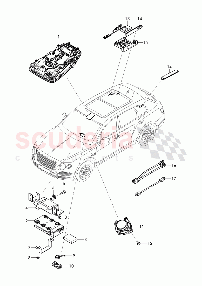 Control unit for emerg. call, module and communications unit of Bentley Bentley Bentayga (2015+)