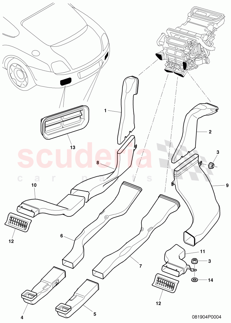 Rear Compartment Ducting, D - MJ 2007>> of Bentley Bentley Continental GT (2003-2010)