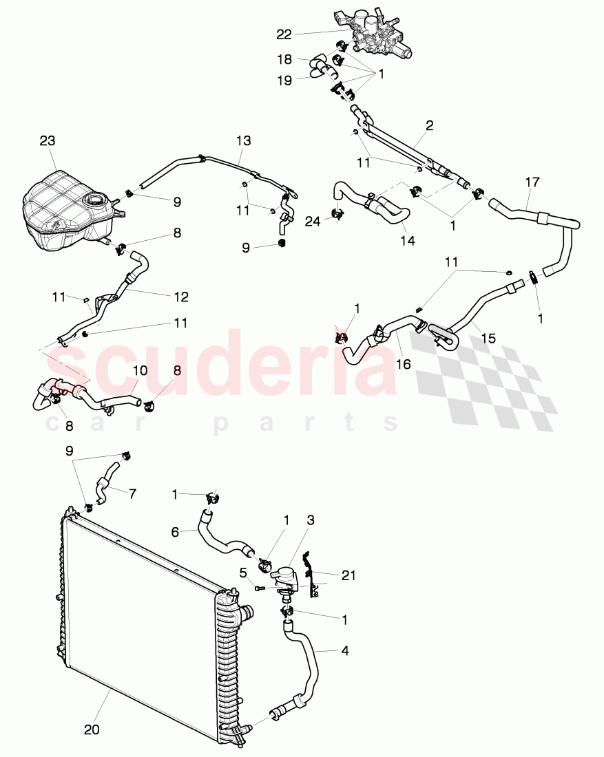 Coolant hoses and pipes, Engine bay of Bentley Bentley Continental Supersports (2009-2011)