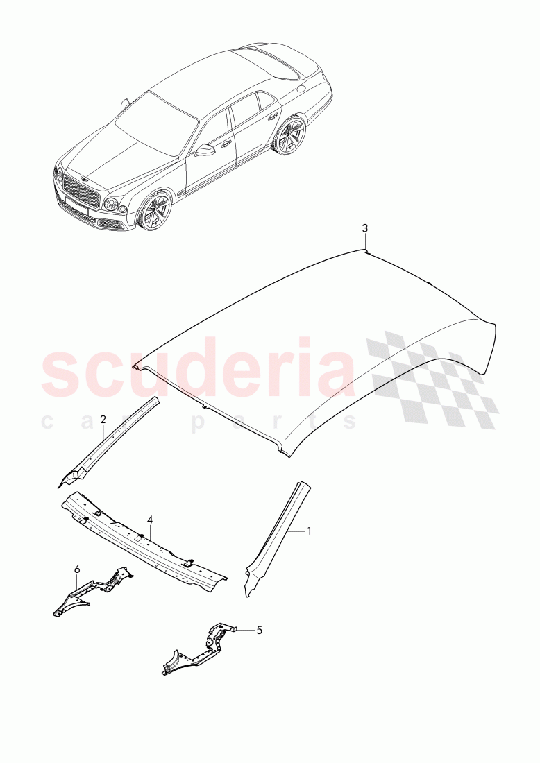 A-pillar > roof, D - MJ 2017>> of Bentley Bentley Mulsanne (2010+)