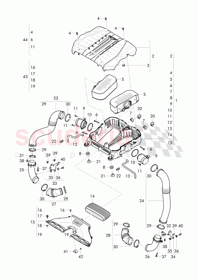 air cleaner with connecting, parts of Bentley Bentley Bentayga (2015+)