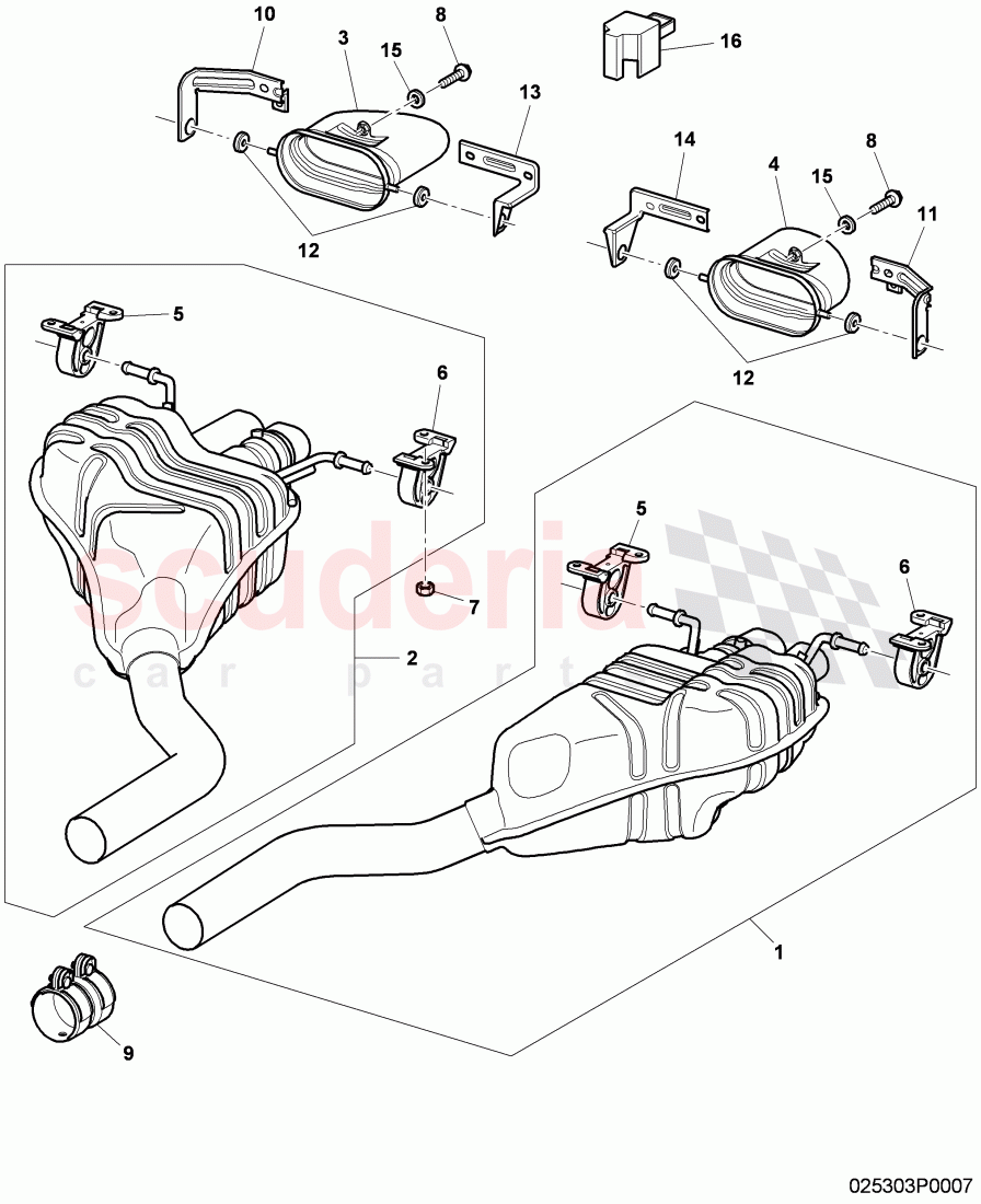 Exhaust muffler with exhaust flap, Exhaust pipe tips, F >> 3W-5-026 858 of Bentley Bentley Continental GT (2003-2010)