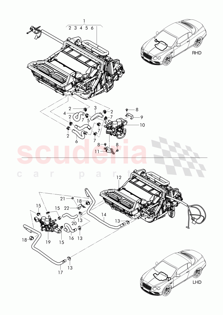 heater valve, Coolant hoses for heater of Bentley Bentley Continental Supersports Convertible (2017+)