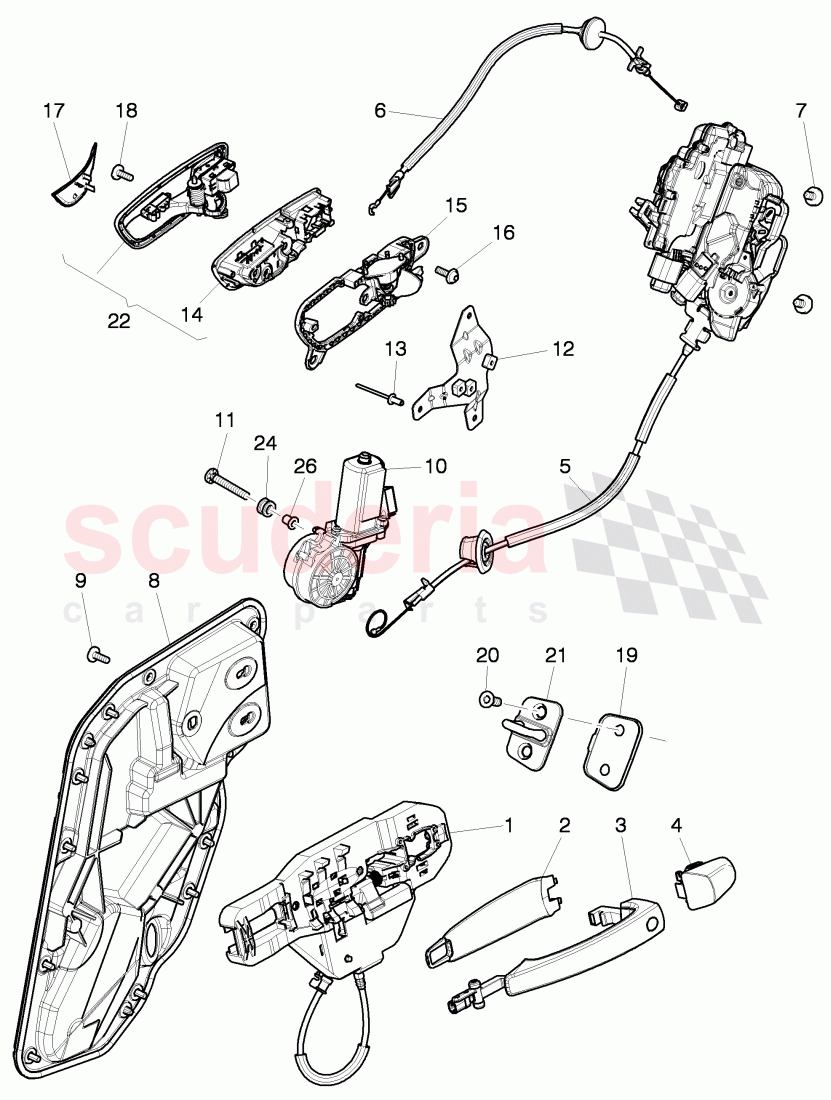 door latch, latch, handle of Bentley Bentley Mulsanne (2010+)