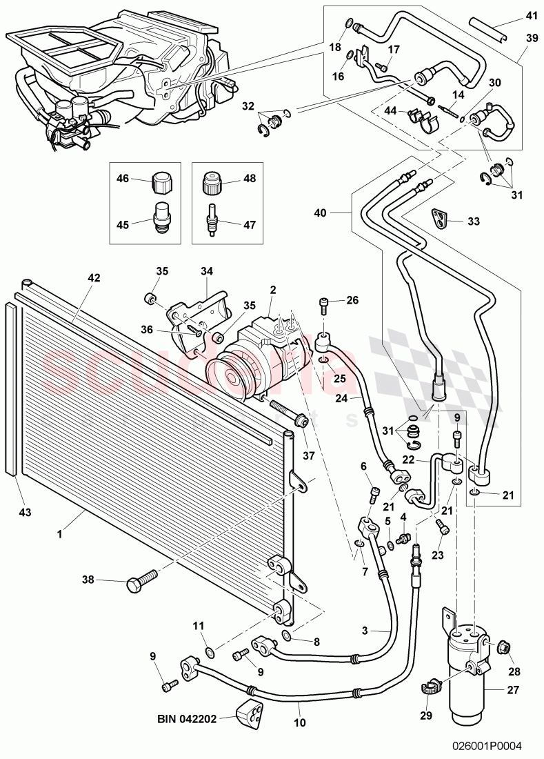 air conditioner compressor, air condtioner condenser, refrigerant circuit, Engine bay, F >> 3W-8-053 517 of Bentley Bentley Continental GTC (2006-2010)