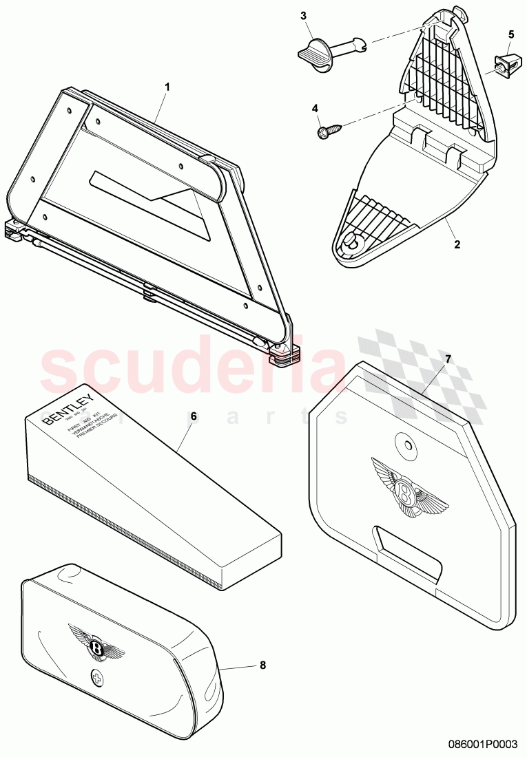 warning triangle, first aid kit, D - MJ 2009>> of Bentley Bentley Continental GTC (2006-2010)