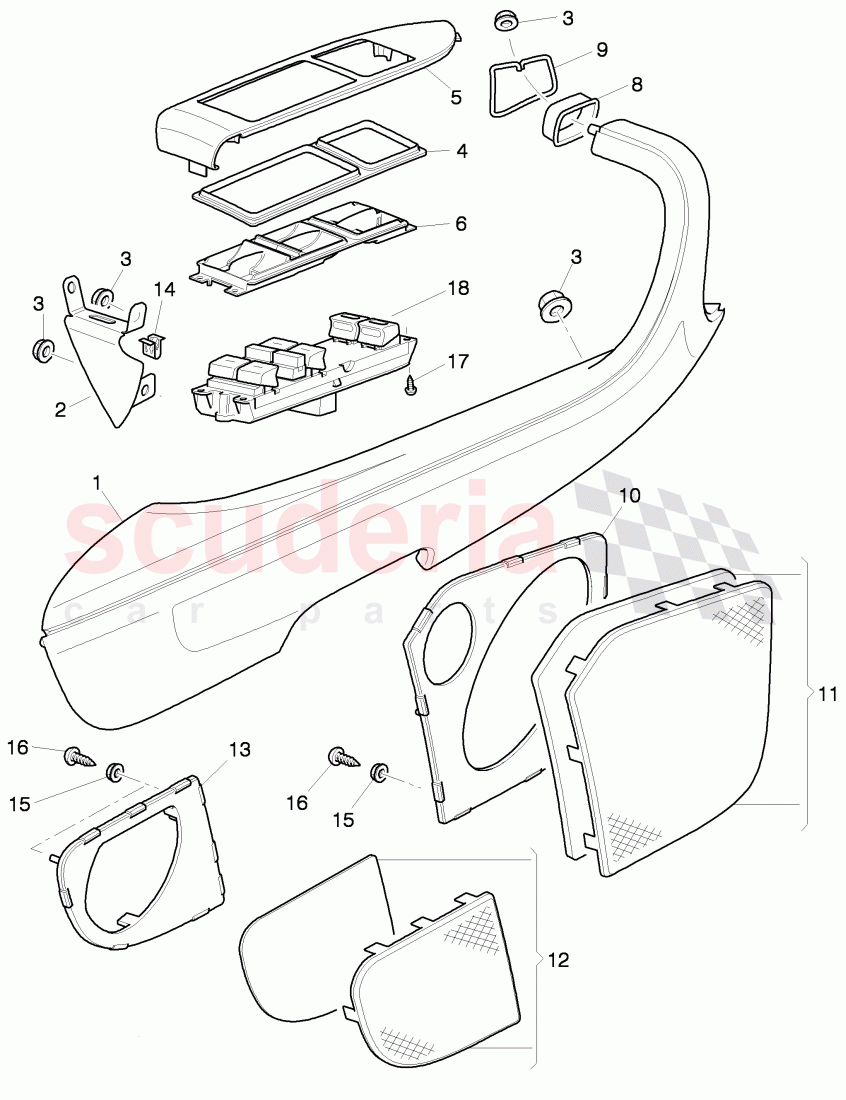 armrest for door trim panel, trim for switch, loudspeaker grille, D >> - MJ 2008 of Bentley Bentley Continental GTC (2006-2010)