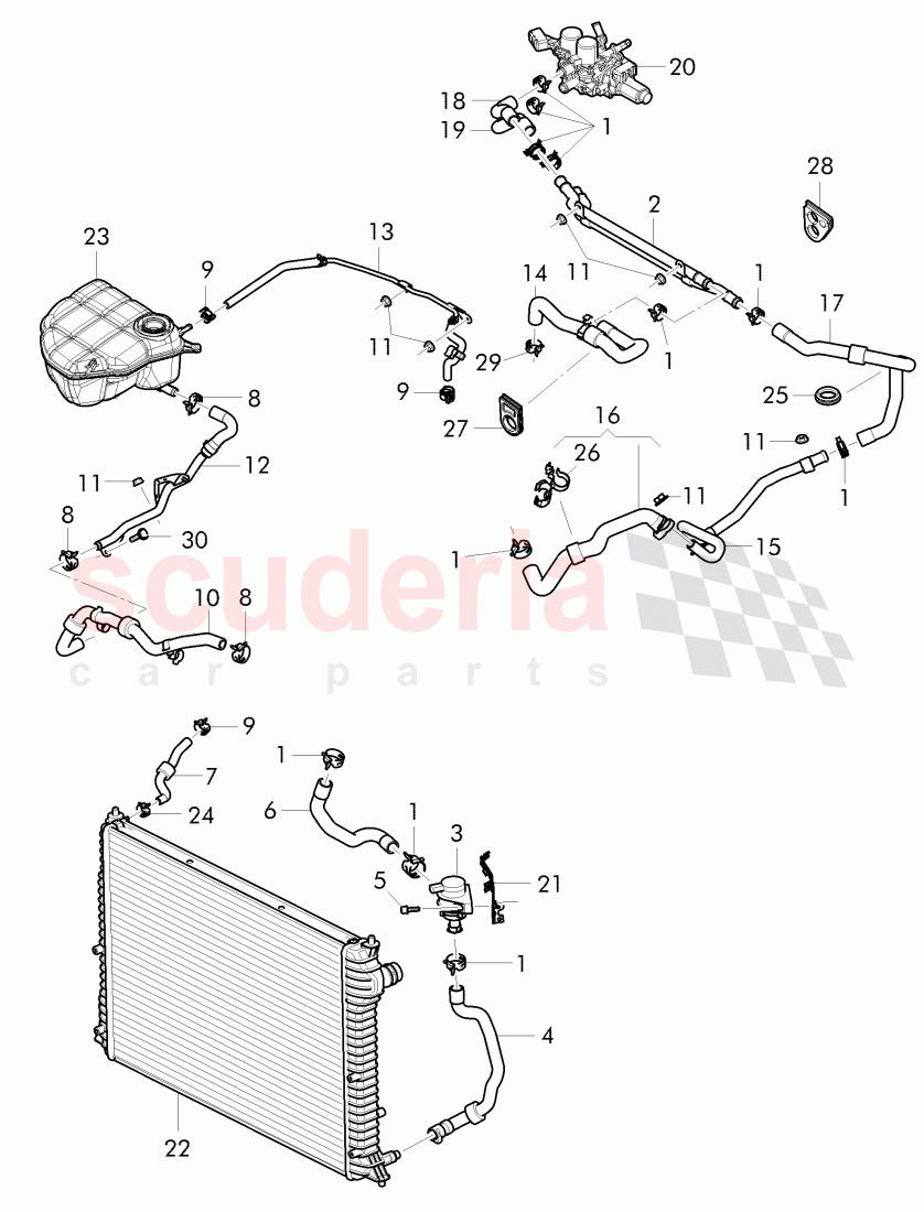 Coolant hoses and pipes, Engine bay, D - MJ 2015>> of Bentley Bentley Continental GT (2011-2018)