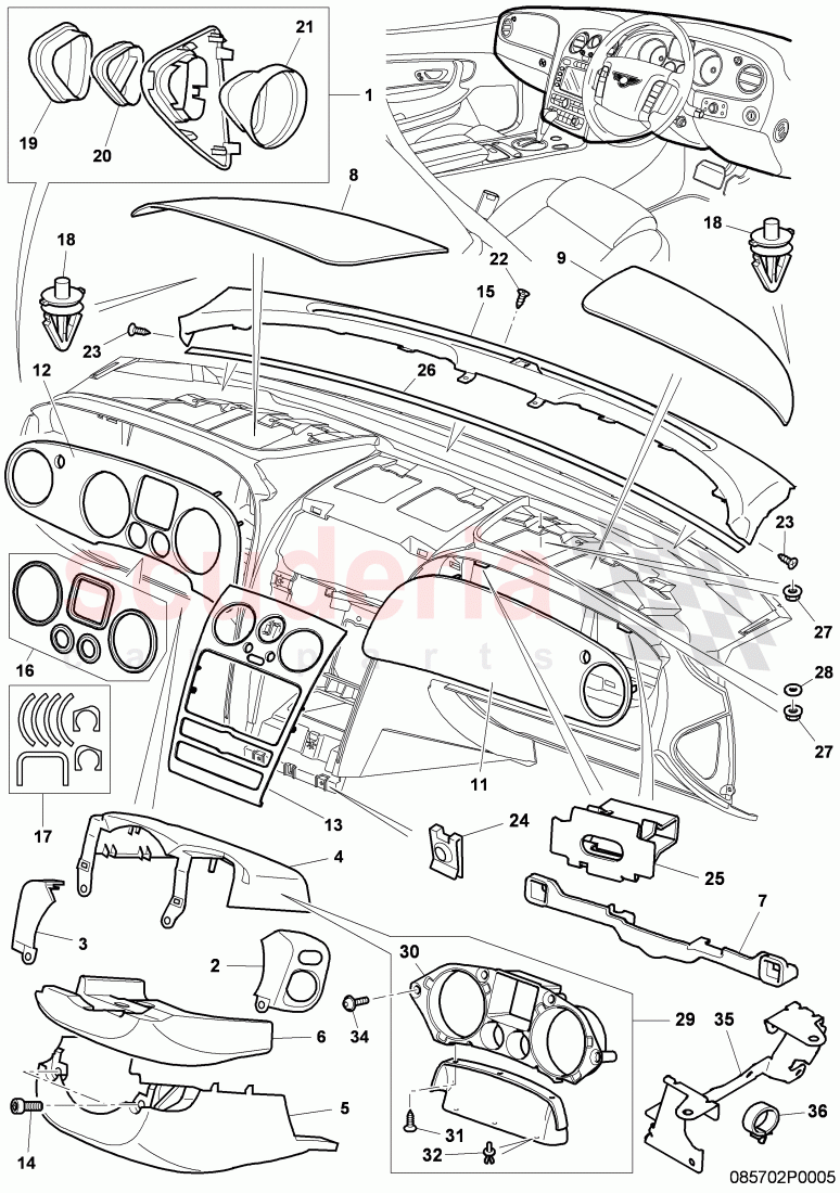 dashboard installation parts, D - MJ 2011>> - MJ 2011 of Bentley Bentley Continental Flying Spur (2006-2012)