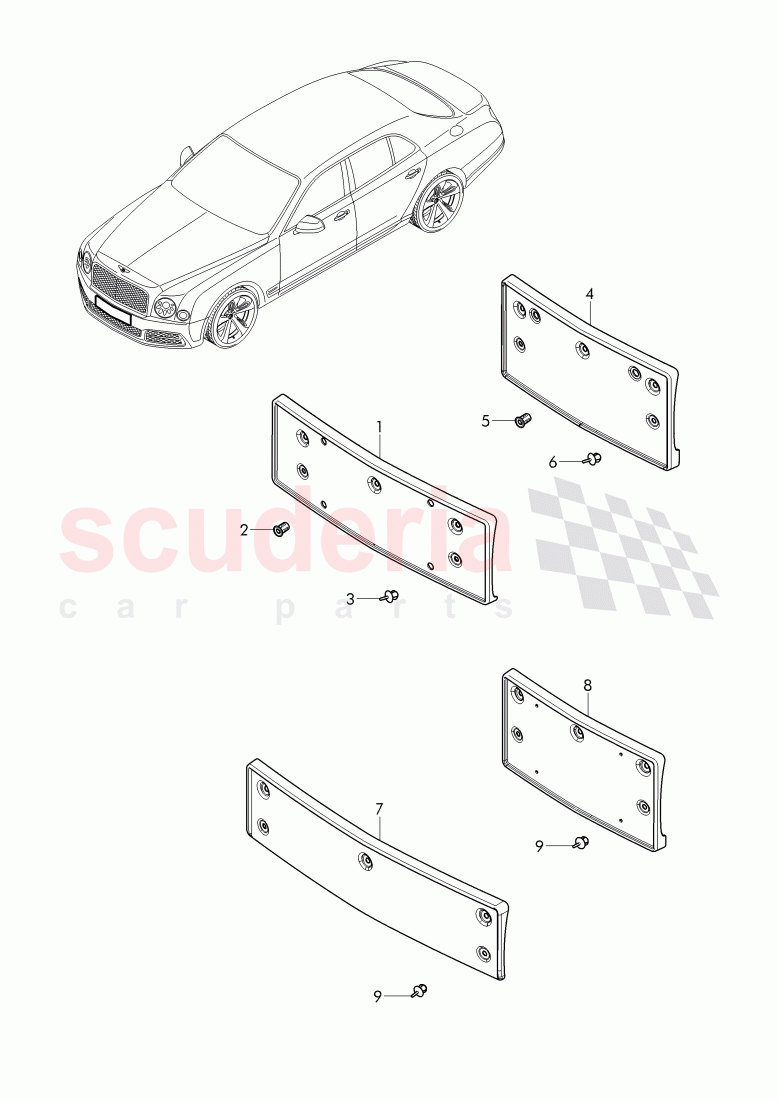 license plate bracket, D - MJ 2017>> of Bentley Bentley Mulsanne (2010+)