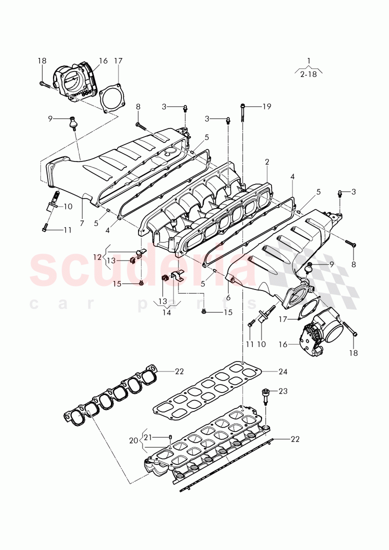 elbow, throttle valve, D - MJ 2016>> of Bentley Bentley Continental Flying Spur (2013+)