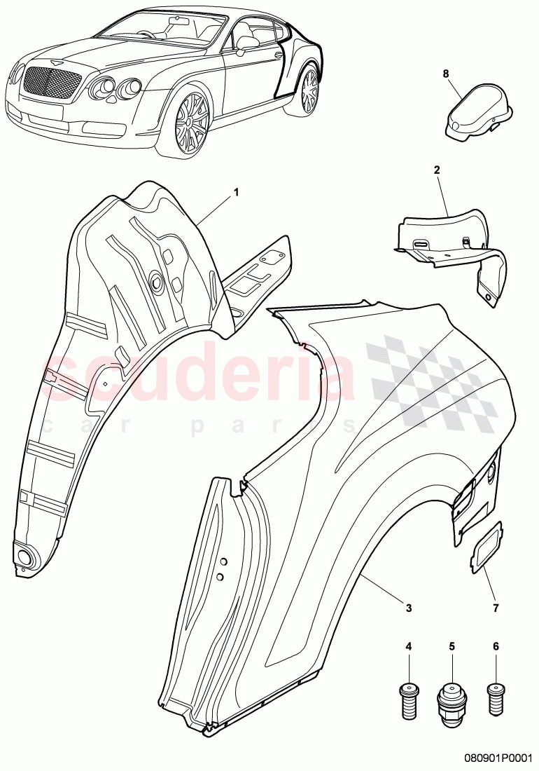 side panel frame of Bentley Bentley Continental GT (2003-2010)