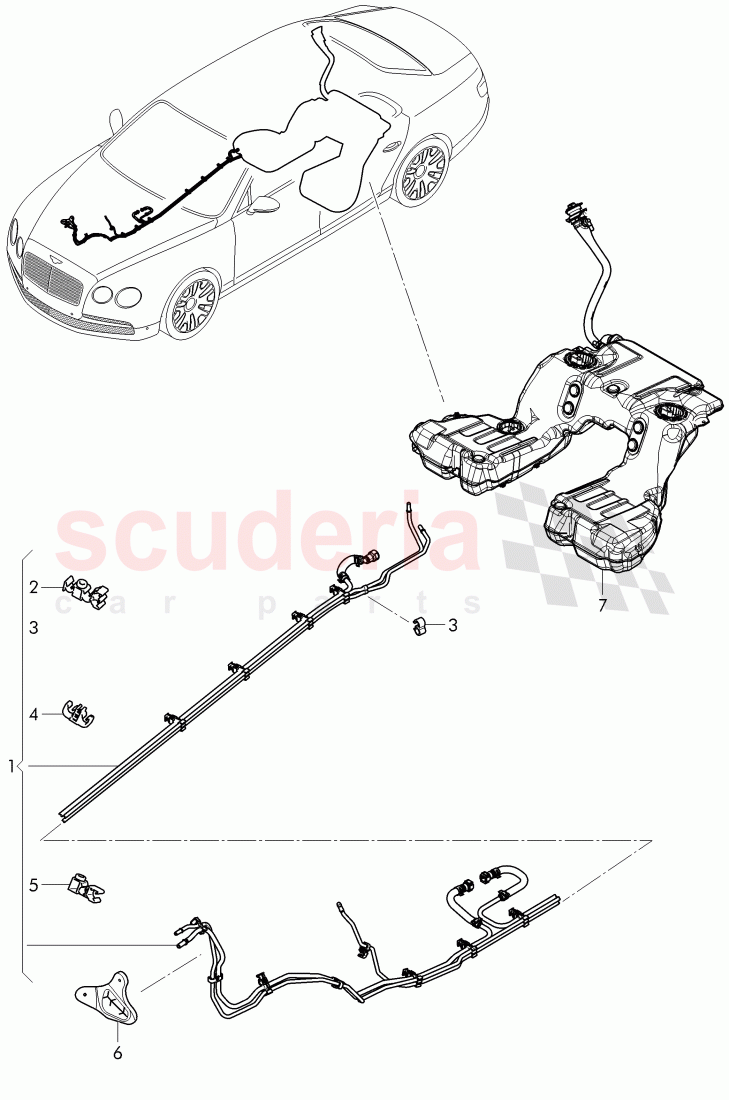 1 set of fuel lines, clip of Bentley Bentley Continental Flying Spur (2013+)