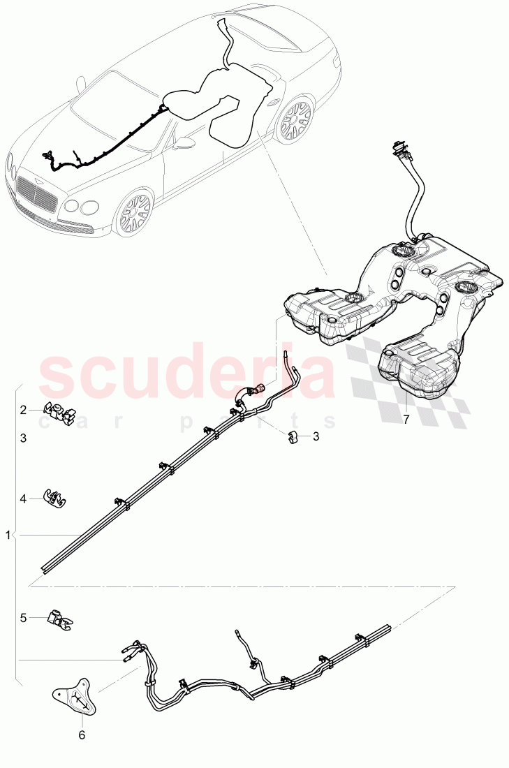 1 set of fuel lines, clip of Bentley Bentley Continental Flying Spur (2013+)