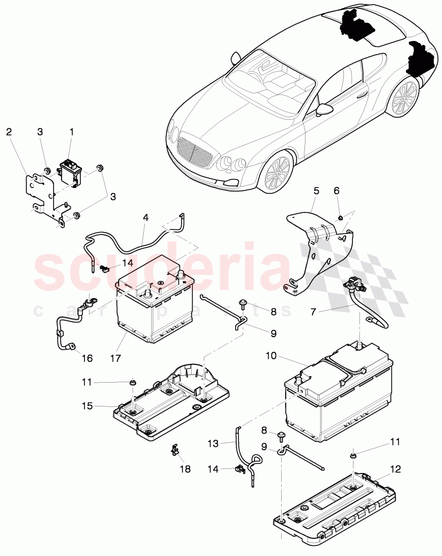 battery, battery mounting, Control unit for battery, monitoring, D - MJ 2012>> of Bentley Bentley Continental Supersports (2009-2011)