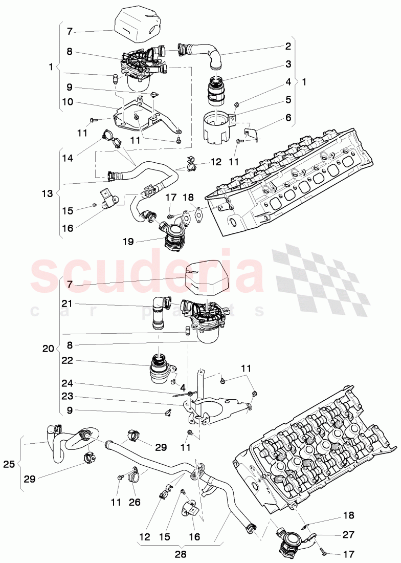 secondary air pump, secondary air control valve, pipes and hoses for purge system, D >> - MJ 2014 of Bentley Bentley Continental GTC (2011+)