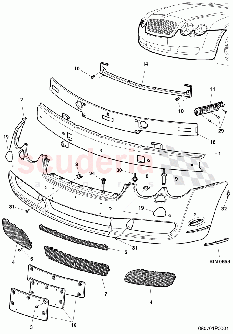 bumper, F 3W-7-040 371>> 3W-7-040 370, GT Diamond Series of Bentley Bentley Continental GT (2003-2010)