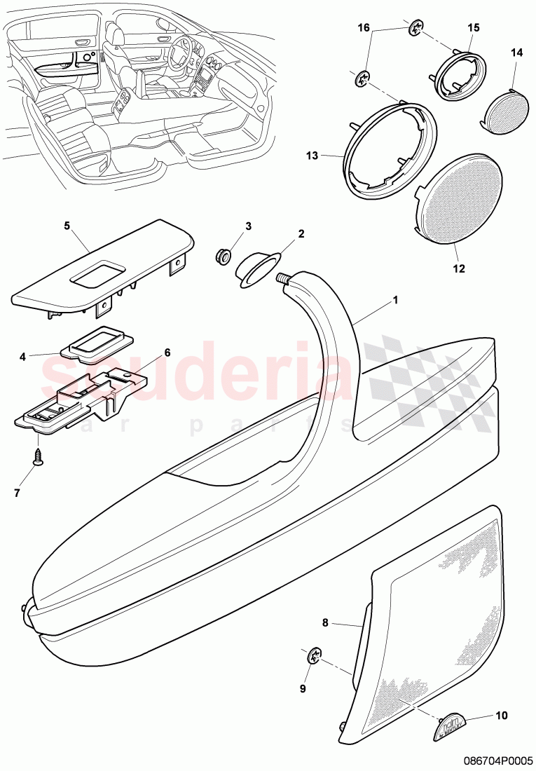 armrest for door trim panel, D - MJ 2009>> of Bentley Bentley Continental Flying Spur (2006-2012)