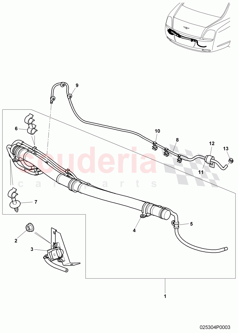 vacuum system, Exhaust muffler with exhaust flap, D - MJ 2007>>, F >> 3W-8-053 597 of Bentley Bentley Continental GT (2003-2010)