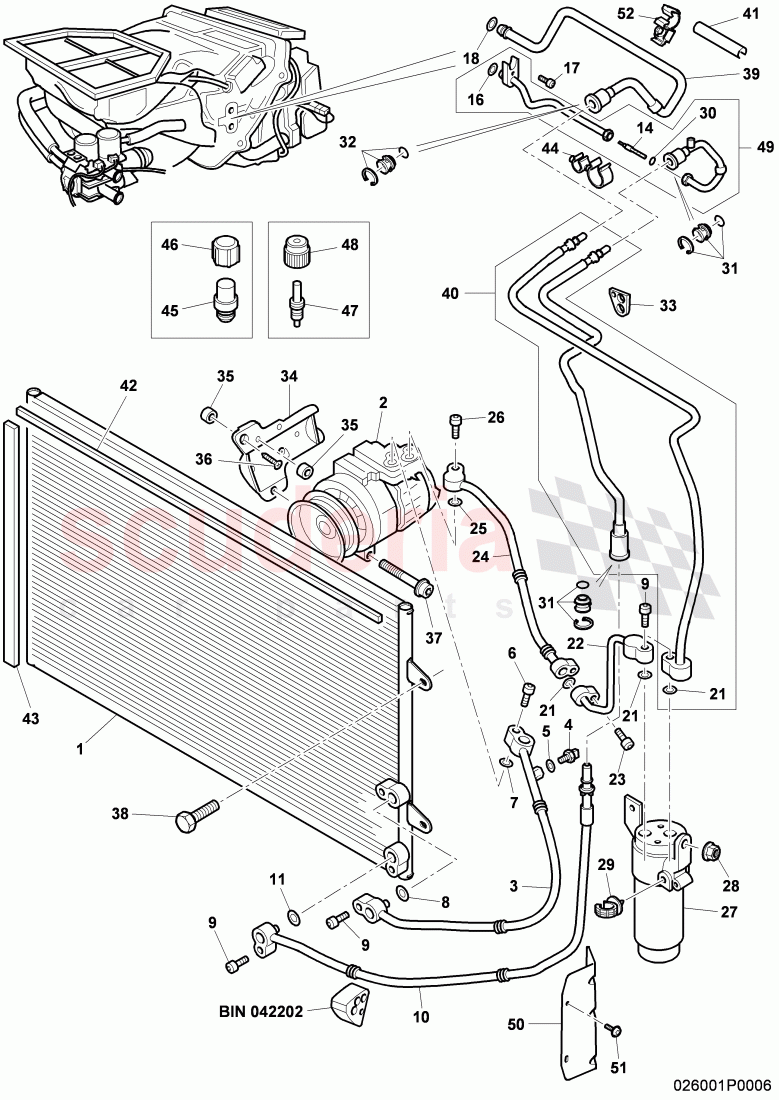 air conditioner compressor, air condtioner condenser, refrigerant circuit, Engine bay, D - MJ 2009>> - MJ 2011 of Bentley Bentley Continental Flying Spur (2006-2012)