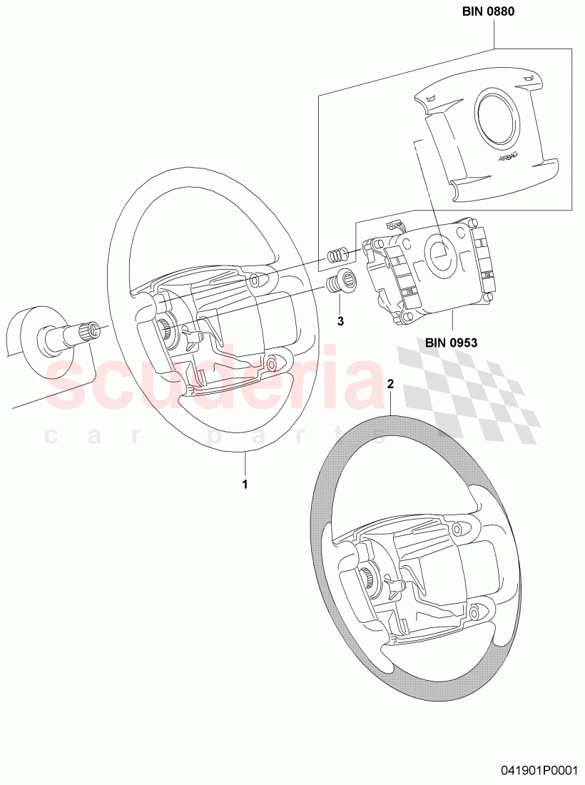 steering wheel, F 3W-4-020 001>> 3W-7-051 362 of Bentley Bentley Continental GT (2003-2010)