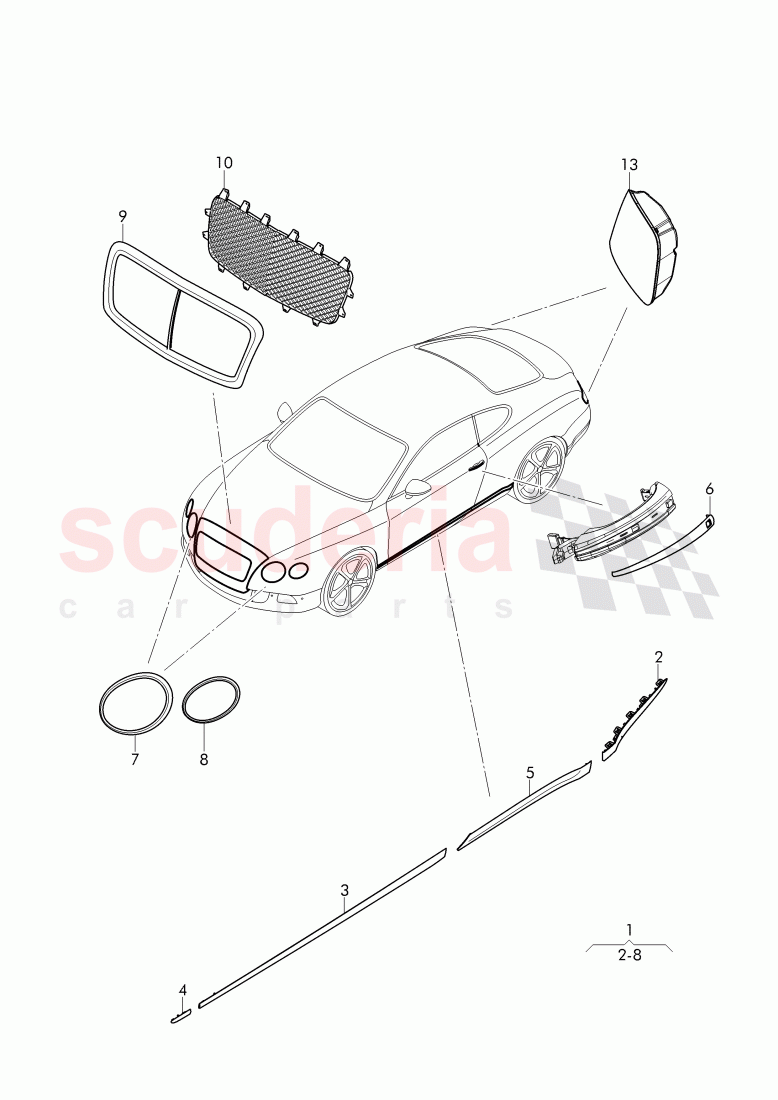 Original Accessories, trim for door window frame, trim strip for fender and door, D >> - MJ 2015 of Bentley Bentley Continental GTC (2011+)