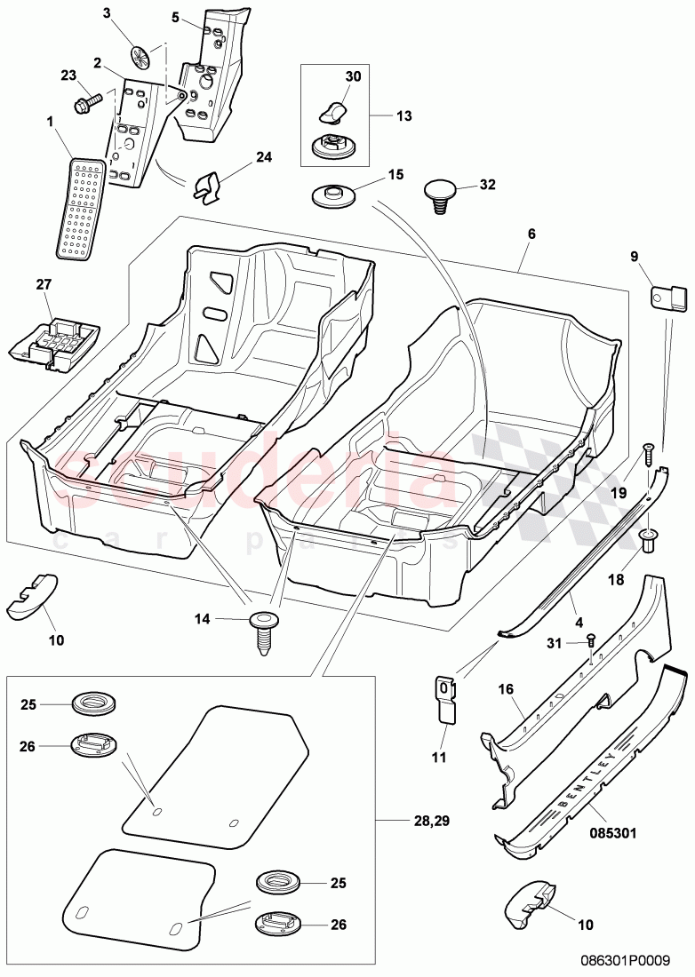 floor covering, F >> 3W-6-032 782 of Bentley Bentley Continental GT (2003-2010)