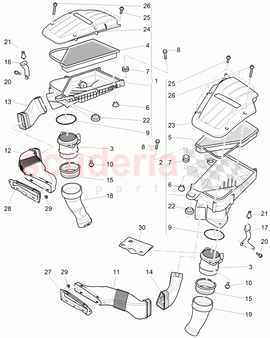 air cleaner with connecting, parts, mass air flow sensor, D >> - MJ 2015 of Bentley Bentley Continental GT (2011-2018)