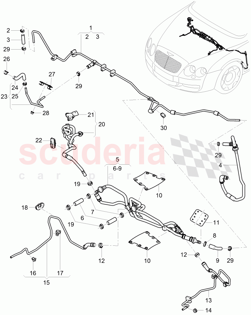 vacuum hoses for brake servo, vacuum hoses with connecting parts, D >> - MJ 2006 of Bentley Bentley Continental Flying Spur (2006-2012)