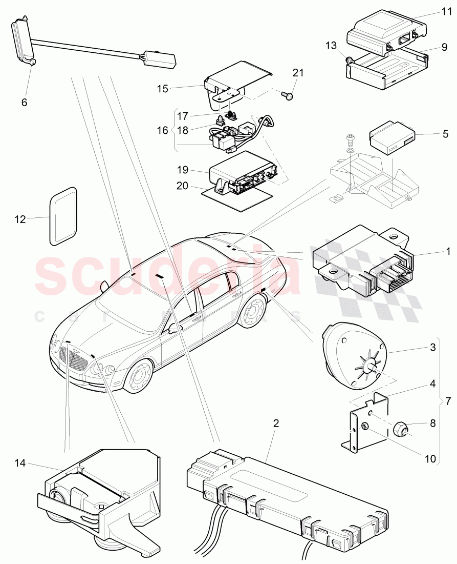 anti-theft alarm system, F 3W-C-070 491>>, F ZA-C-070 491>> of Bentley Bentley Continental Flying Spur (2006-2012)