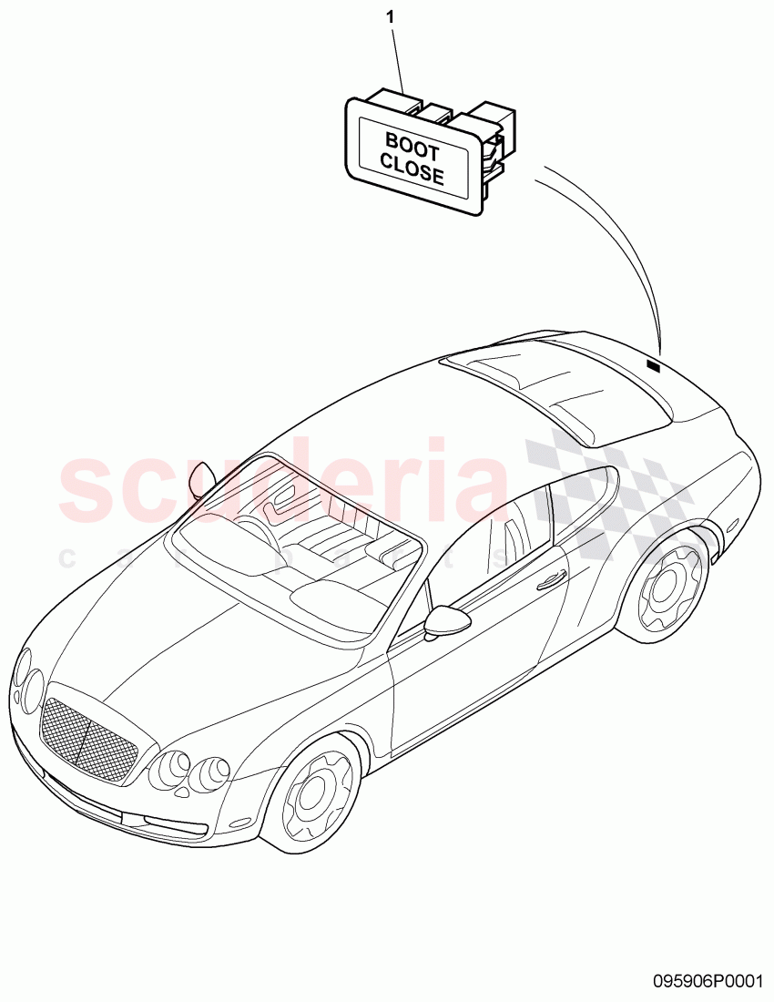 Switch in luggage compartment of Bentley Bentley Continental GT (2003-2010)