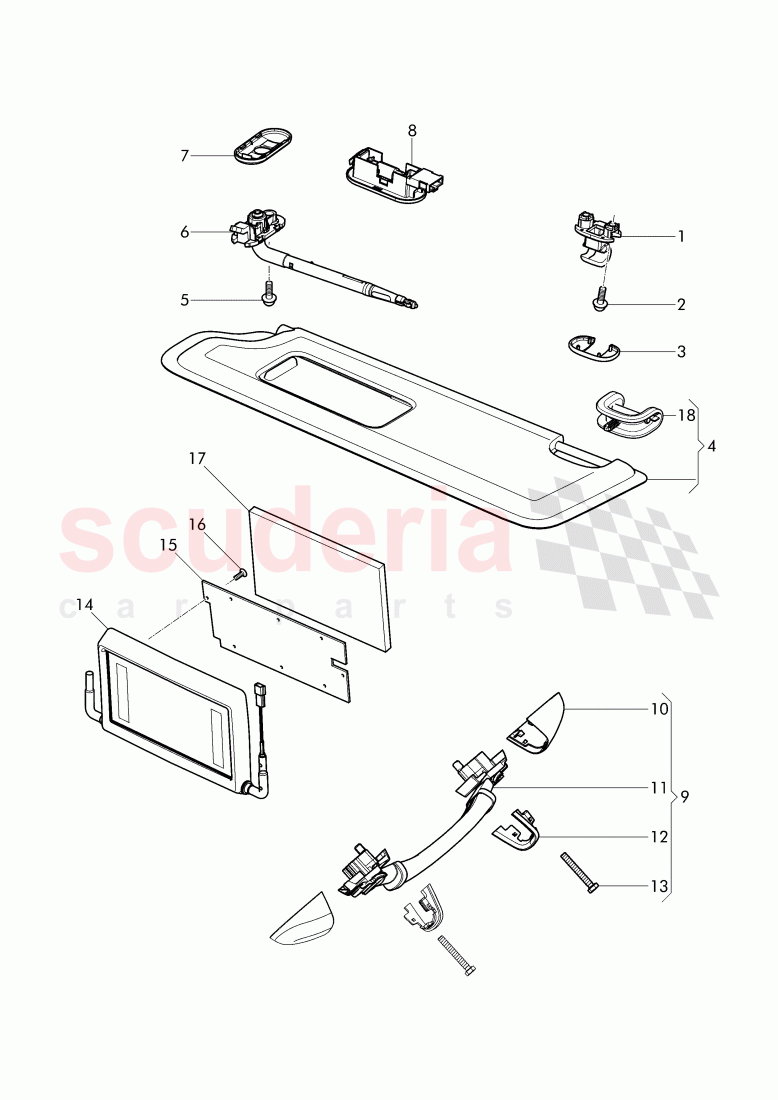 sun vizor, grab handle, D - MJ 2017>> of Bentley Bentley Mulsanne (2010+)