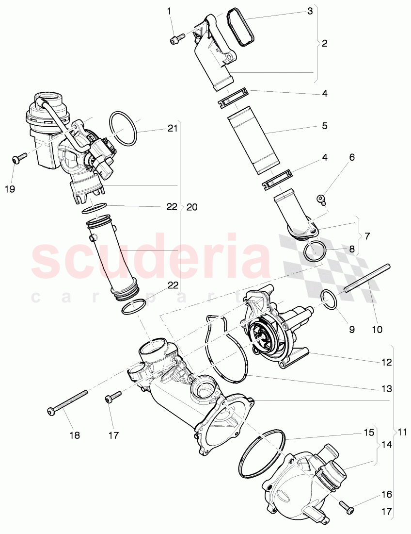 water pump, thermo valve, coolant adapter, D >> - MJ 2014 of Bentley Bentley Continental GT (2011-2018)