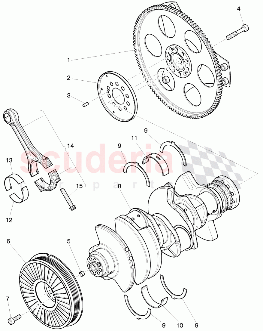 flywheel, v-belt pulley with vibration, damper, impulse rotor of Bentley Bentley Continental GT (2011-2018)