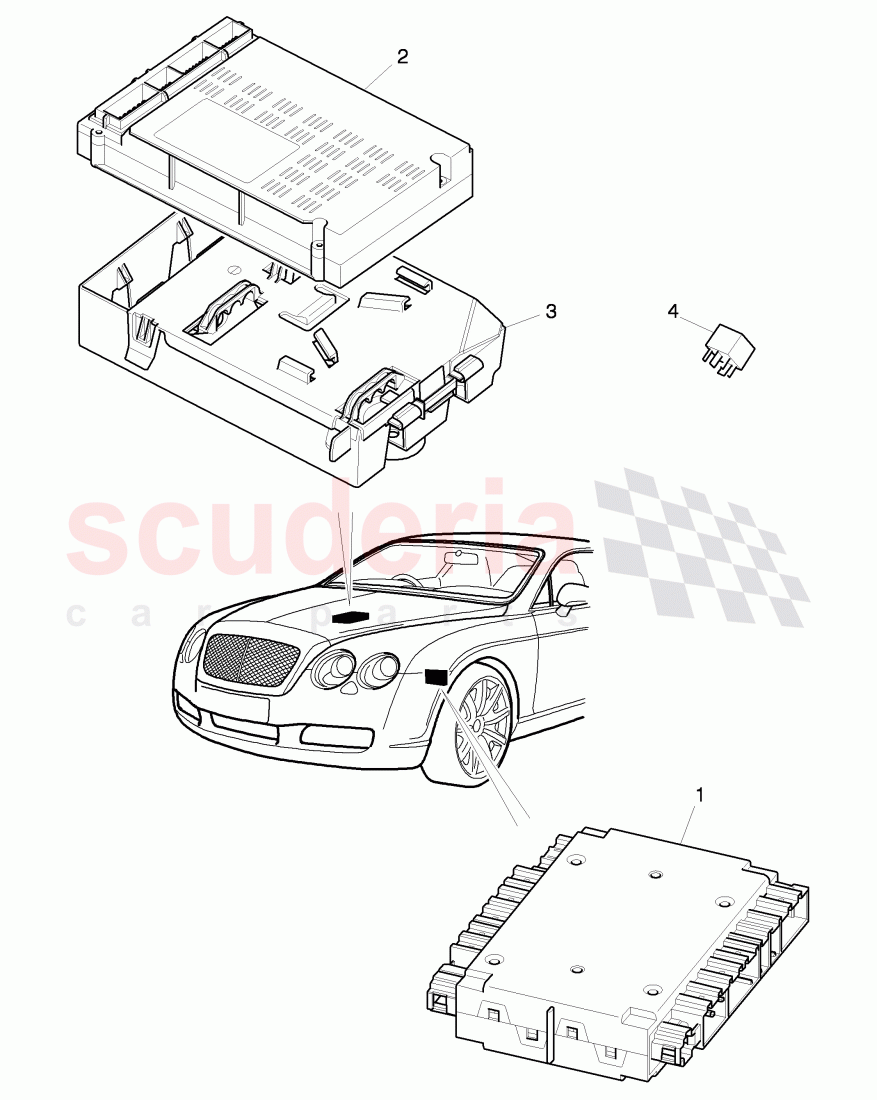 Central control unit (BCM) for convenience system and supply, control unit for air condit., Control unit for active, steering, F >> 3W-B-070 435, F >> ZA-B-070 435 of Bentley Bentley Continental Flying Spur (2006-2012)