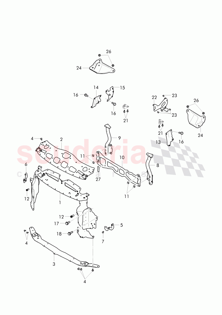 Front end section, repair plate -, cross member, push-on type of Bentley Bentley Continental Flying Spur (2013+)