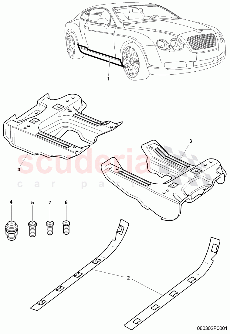 floor plates of Bentley Bentley Continental GT (2003-2010)