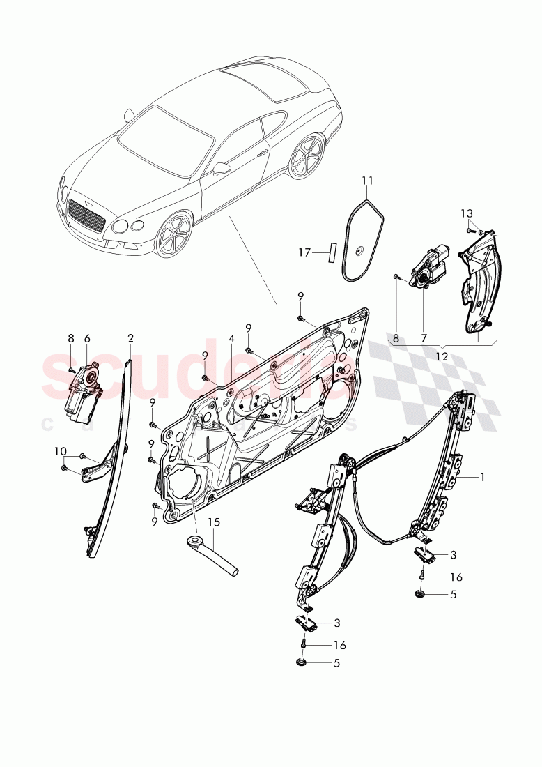 window regulator of Bentley Bentley Continental GT (2011-2018)