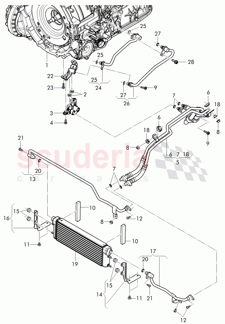 oil pressure line for gear oil cooling, Gear oil cooler of Bentley Bentley Continental Supersports Convertible (2017+)