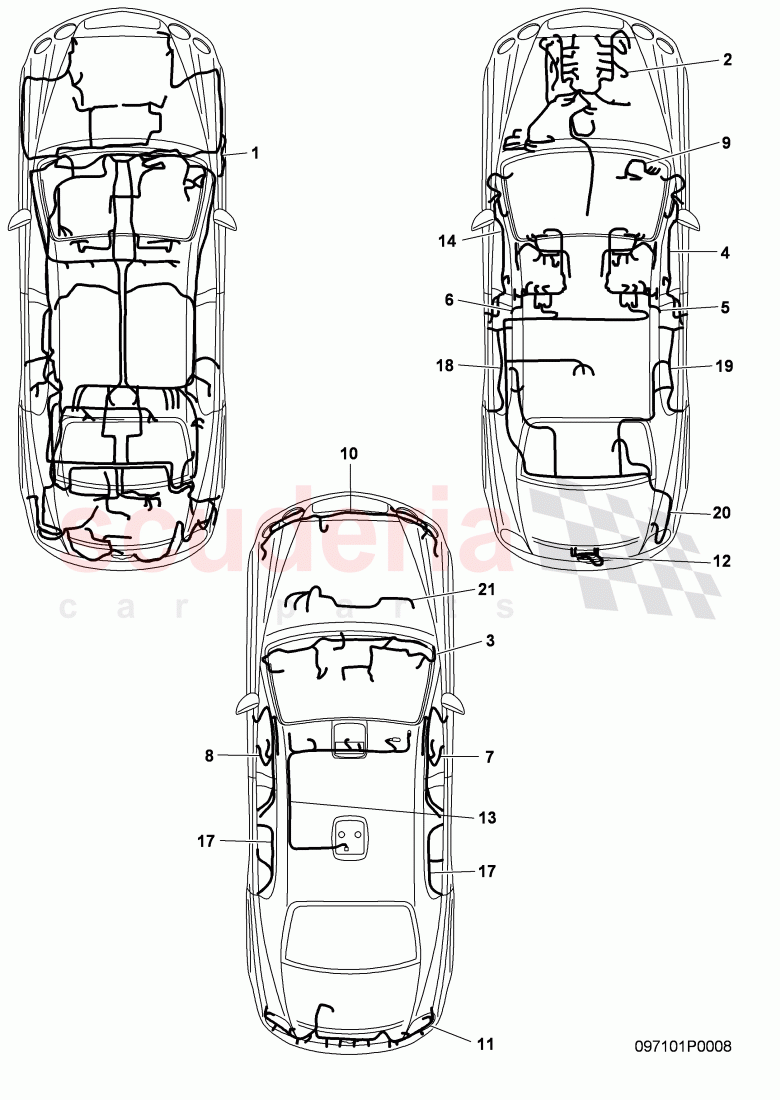 wiring harnesses, F 3W-9-000 001>> 3W-A-063 989, F ZA-A-000 001>> ZA-A-063 989 of Bentley Bentley Continental Flying Spur (2006-2012)